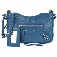 Balenciaga Hip Silvery Button Sheepskin Bag Sky Blue B7051002