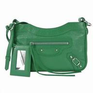 Balenciaga Hip Silvery Button Sheepskin Bag Green B7051001