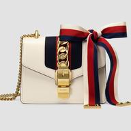 Gucci Sylvie leather mini chain bag White 431666 CVLEG 8605