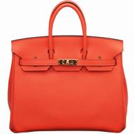 Hermes Birkin 25 Orange Poppy Togo Leather Gold Hardware Handbag HB1025TVR