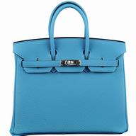 Hermes Birkin 25 Togo Leather 7B Turquoise Palladium Hardware Hand Sew Bag HB1025TBT