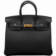 Hermes Birkin 25 Togo Leather 89 Noir Black Gold Hardware Hand Sew Bag HB1025TGG