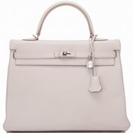 Hermes Gris Perle Kelly 35cm of Clemence Leather Palladium Handbag HK1035BSD