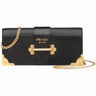 Prada Cahier Calf/Saffiano Leather Clutch Black P1B0482
