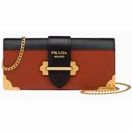 Prada Cahier Calf/Saffiano Leather Clutch Terracotta/Black P1B0481