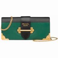 Prada Cahier Calf/Saffiano Leather Clutch Green/Black P1B0483