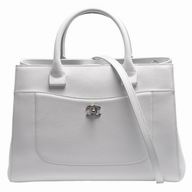 CHANEL Classic CC Logo Caviar Calfskin Bag Gray White C7071706