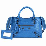 Balenciaga Giant Mini City Lambskin Motorcycle Bag Azure B7071901