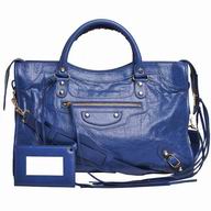Balenciaga Gold City Lambskin Motorcycle Bag Gray Blue B7071904