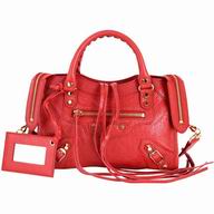 Balenciaga Gold Mini City Lambskin Motorcycle Bag Red B7071905