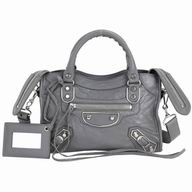 Balenciaga Metallic Edge Mini City Lambskin Motorcycle Bag Gray B7071906