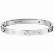Cartier Love 18K White Gold 4 Diamonds Bracelet CR7081812