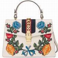 Gucci Sylvie embroidered leather top handle bag 431665 CVL6G 8406