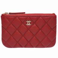 CHANEL Rhomboids Gold Hardware Lambskin Zipper Wallet in Red C7090705