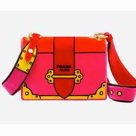 Prada Velvet Embroidered Shoulder Bag Fuchsia 1BD075_2BLF_F0029