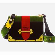 Prada Velvet Embroidered Shoulder Bag Black 1BD075_2BLF_F0002