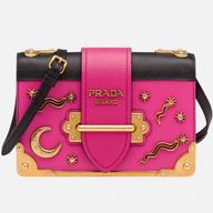Prada Cahier Calf Leather Bag Fuchsia Black 1BH018_2BB0_F0AJ6
