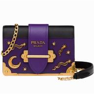 Prada Cahier Calf Leather Bag Purple Black 1BH018_2BB0_F019L