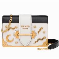 Prada Cahier Calf Leather Bag Chalk Black 1BH018_2BB0_F0N13