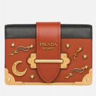 Prada Cahier Calf Leather Bag Terracotta Black 1BH018_2BB0_F027M