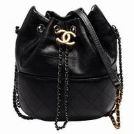 CHANEL Gabrielle CC Logo Silvery Hardware Caviar Calfskin Bag in Black C7091405
