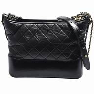 Chanel Mediume Calfskin Gabrielle Silver&Gold Two-Tone Hobo Bag Black A8867F2