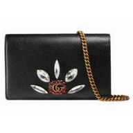 Gucci Leather mini chain bag with Double G and crystals bag 499782 CWGIT 8238