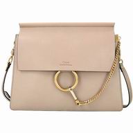 Chloe Faye Goatskin and Calfskin Shoulder bag Gray CH8010901