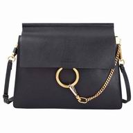 Chloe Faye Goatskin and Calfskin Shoulder bag Black CH8010903
