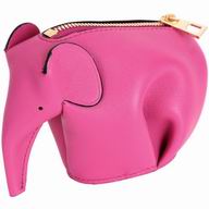 Loewe Animales Elephant Calfskin Wallet PeachPink L8011413