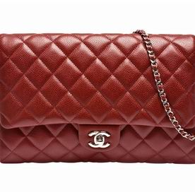 Chanel Caviar Leather Silver Chain Flap Bag Wine Red A850B14