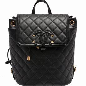 Chanel Classic Caviar Filigree CC Backpack In Black Gold Chain A989D687