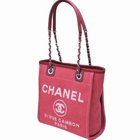 Chanel Cherry Red Denim Canvas Deauville Bag A66939