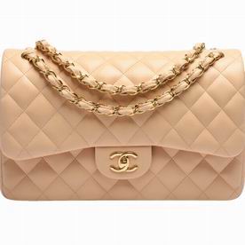 Chanel Lambskin Gold Chain Jumbo Flap Coco Bag Cream A58600LBE