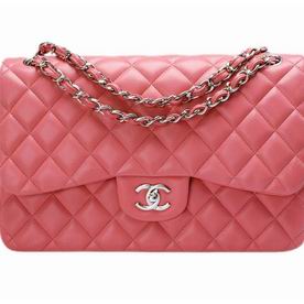 Chanel Lambskin Jumbo Coco Bag Pink Silver Chain A58600PKS