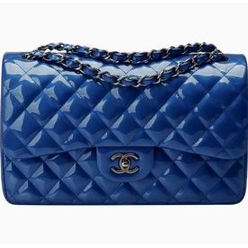 Chanel 2015 Patent Lambskin Jumbo Coco Bag Royalblue A58600PLS