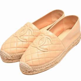 Chanel Espadrilles CC Logo Lambskin Pencil Shoes (Light Camel) AS892246