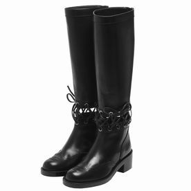 Chanel Classic CC Logo Calfskin Boots Black AS299586