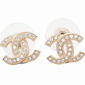 Chanel CC Logo Metal/Crystal Small Earring Gold FA555076