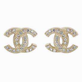 Chanel CC Logo Metal/Crystal Earring Gold FE956024