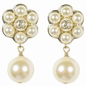 Chanel CC Logo Pearl/Metal Earring Gold FA684637