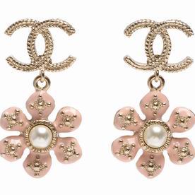 Chanel CC Logo Flower Metal/Pearl Earring Gold/Pink FC835419