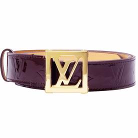Louis Vuitton Classic Frame Vernis Square Buckle Belt Purple Red M6878U