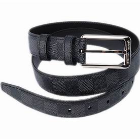 Louis Vuitton Damier Graphite Canvas Belt With Silvery Buckle M9636U