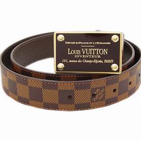 Louis Vuitton Damier Ebene Canvas Belt Inventeur Buckle N9677S