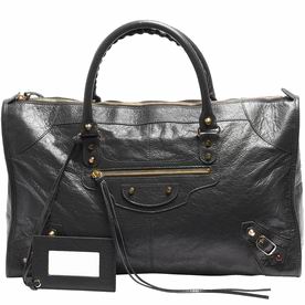 Balenciaga Work Gold Button Sheepskin Motorcycle Bag Gray B7031511