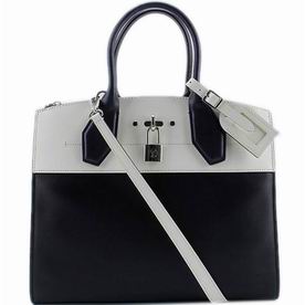 Louis Vuitton Veau Satin Leather City Steamer MM Noir Bleu M43094