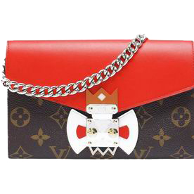 2015 Louis Vuitton Monogram Canvas Tribal Mask Chaine Wallet Red M60797