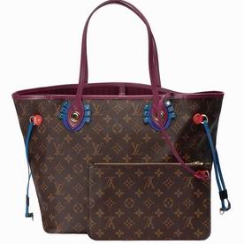 Louis Vuitton Monogram Coated Canvas Neverfull MM Totem Magenta M41664