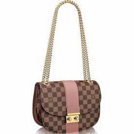 Louis Vuitton Wight Coated Damier Ebene Canvas Gold Chain Bag N64418